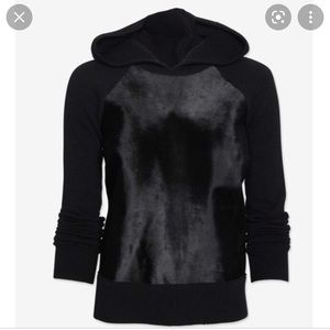 Intermix calf hair hoodie wool sweater small